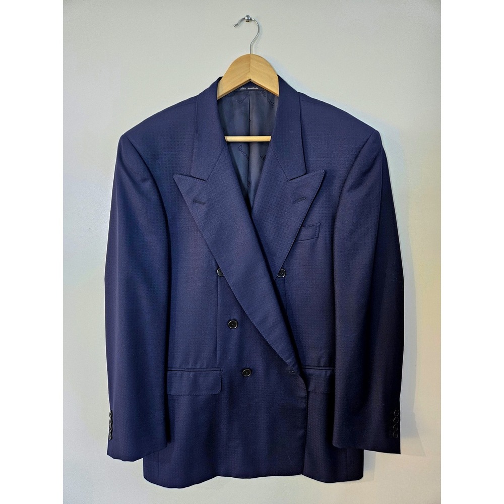 Ravazzolo Italy Sport Coat 52R US 42R Henry‎ Foster Wool Silk Blazer Navy Blue
